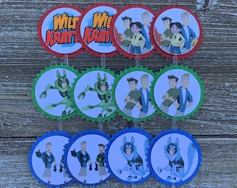 Set of 12 Wild Kratts Cupcake Toppers, Wild Kratts Theme Party, Wild Kratts Birthday Party Decor
