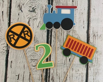 Train Centerpiece Sticks Set of 4, Train Birthday Centerpiece Decor, Train Party Table Decor, Birthday Centerpiece Decor