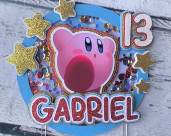 Kirby Inspired Cake Topper, Kirby Birthday Cake Topper, Kirby Shaker Cake Topper