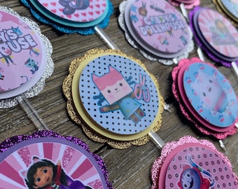 Gabby's Dollhouse Cupcake Toppers, Gabby and Friends Food Toppers, Gabby's Dollhouse Birthday