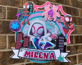 Ghost Spider Cake Topper, Spider Gwen Cake Topper, Amazing Spidey and Friends Topper, Comic Birthday, Ghost Spider Party Supplies