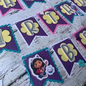 Gabby's Dollhouse Banner, Dollhouse Banner, Cat Birthday Banner, Gabby Party Supplies