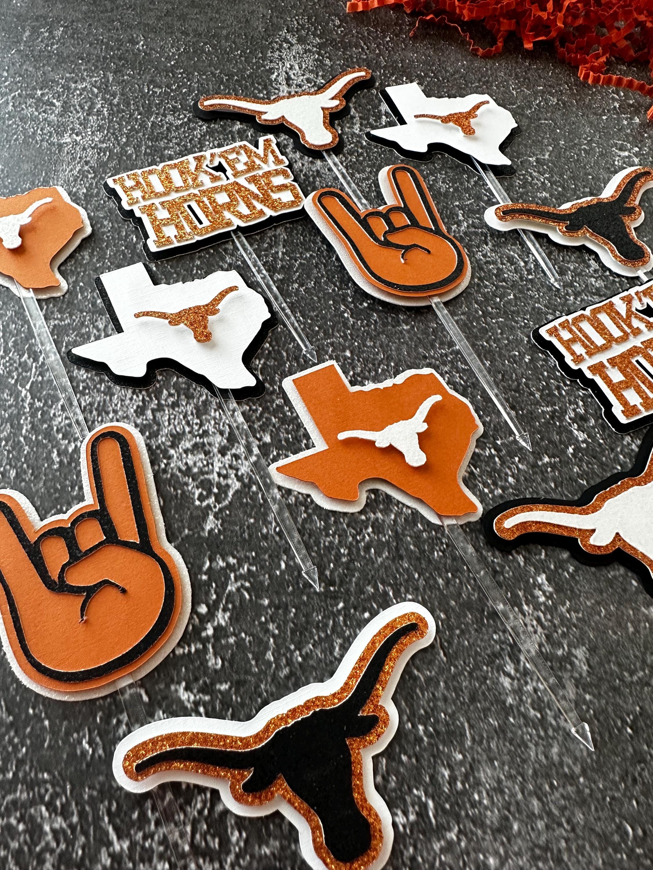 Longhorn Cupcake Toppers, Texas Cupcake Toppers, Texas Longhorns