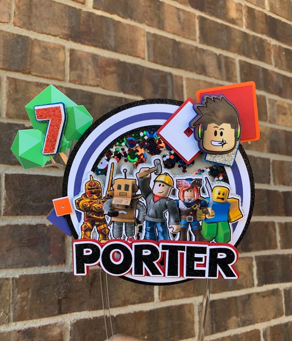 Roblox Cake Topper, Roblox Theme Birthday Party, Roblox Boy Birthday Decor, Roblox Shaker Cake Topper