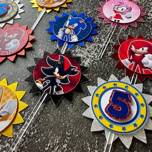 Sonic Cupcake Toppers, Sonic the Hedgehog Toppers, Sonic Birthday Decor, Sonic Party Supplies