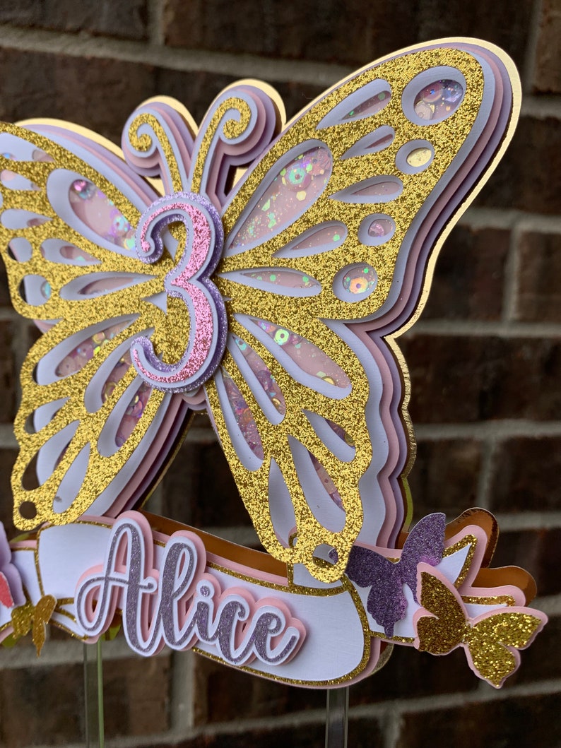 Butterfly Cake Topper Butterfly Birthday Party Butterfly Etsy
