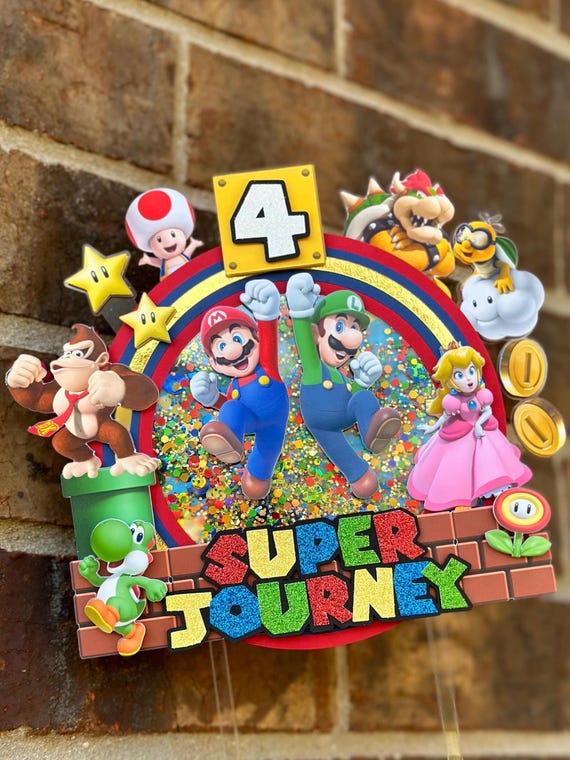 Light Up Video Game Cake Topper, Super Mario Brothers inspired Cake Topper, Birthday Cake Topper