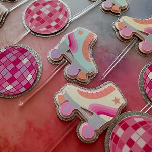 Disco Skate Cupcake Toppers, Disco Boogie Birthday Party Decor, Rollerskate Party