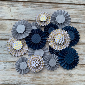 Mini paper rosettes, custom color choice, custom print choice, rosettes, embellishments, party table decor 16 count