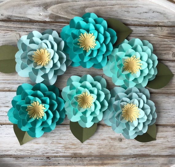 Small Paper Flower 6 Pack Decorative Paper Flowers Etsy