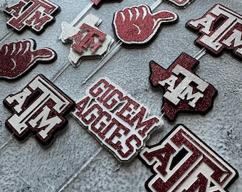 Texas Graduation Cupcake Toppers, Texas College Grad, College Station Decor