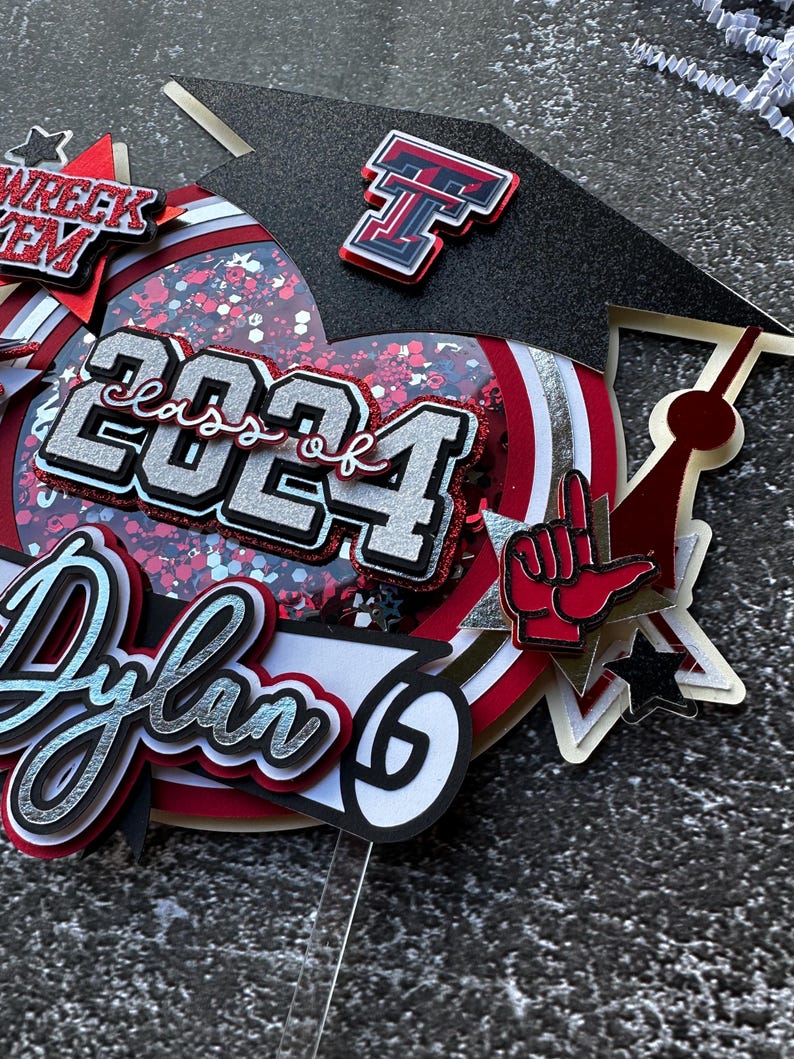 Graduation Cake Topper, Texas Grad Cake Topper, Tech Graduation ...