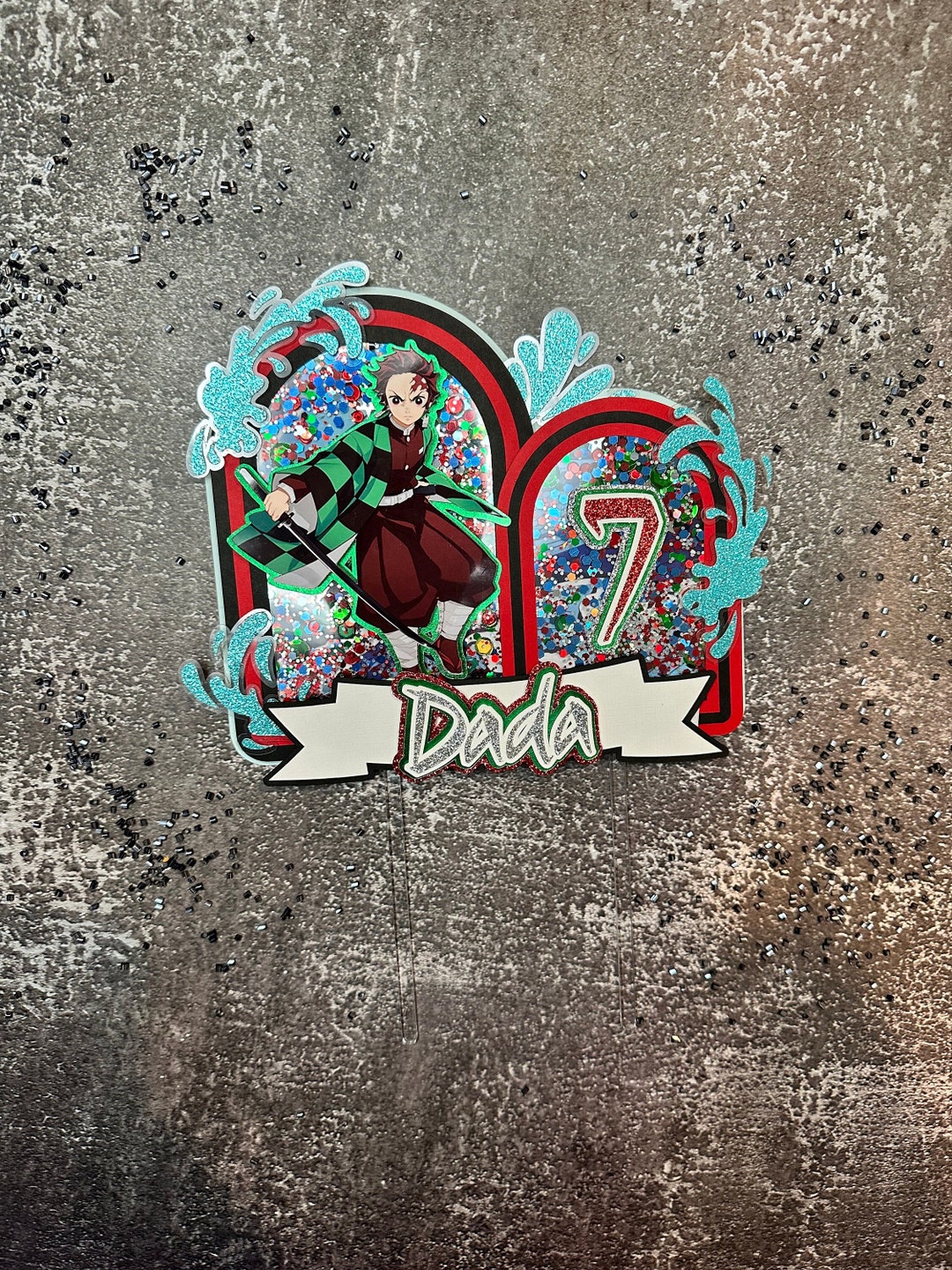 Boy Anime Slayer Demon Cake Topper, Anime Slayer Shaker Cake Topper ...