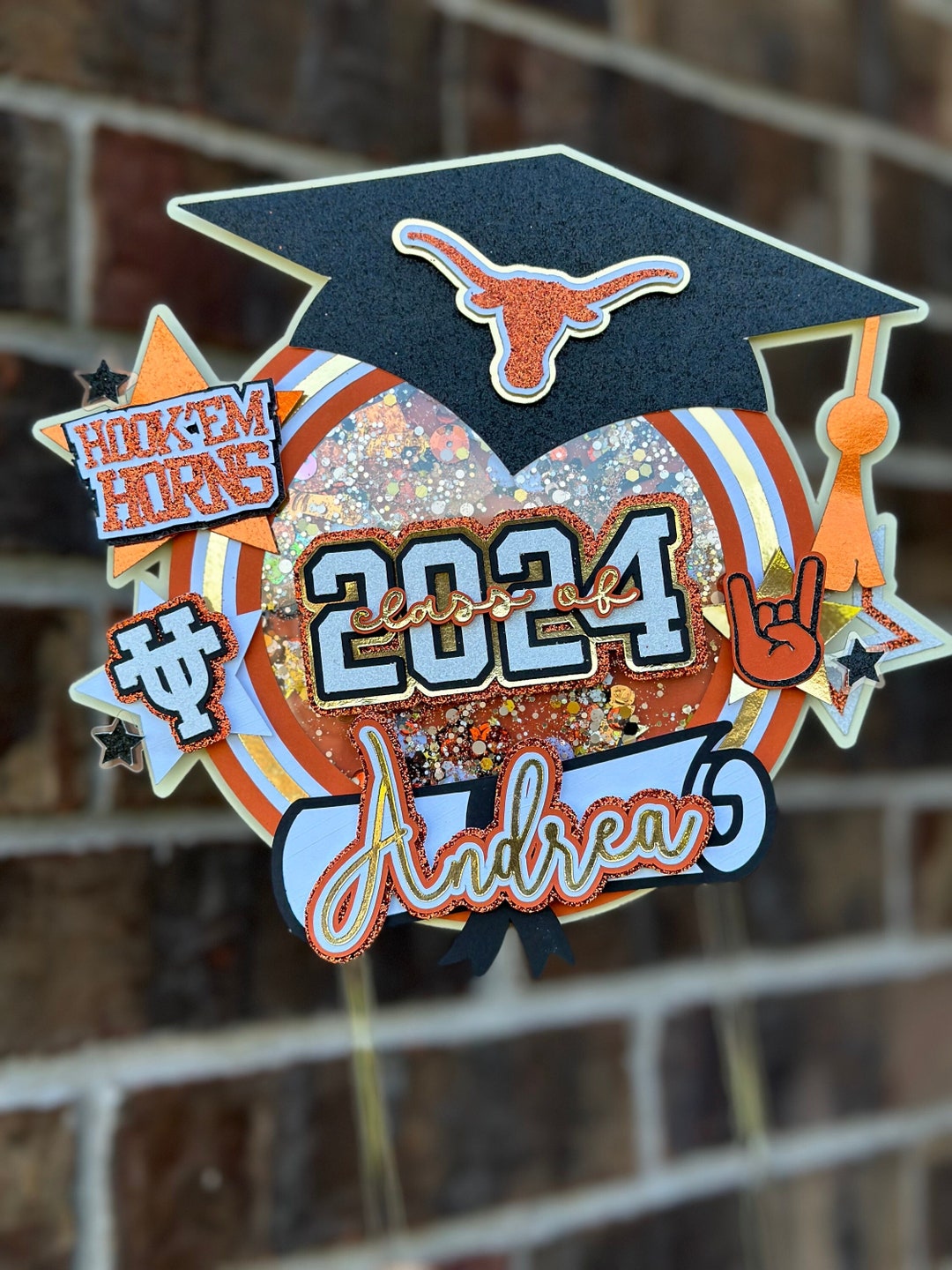 Graduation Cake Topper, Texas Grad Cake Topper, Longhorn Graduation