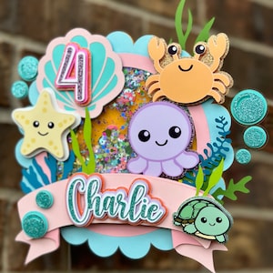 Under The Sea Shaker Cake Topper, Ocean Theme Cake Topper, Ocean Birthday Party, Under Water Party, Ocean Animals Cake Topper