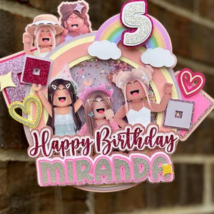 Girl Roblox Cake Topper, Girl Roblox Theme Birthday Party, Roblox Girl Birthday Decor,  Roblox Shaker Cake Topper, Video Game Cake Topper