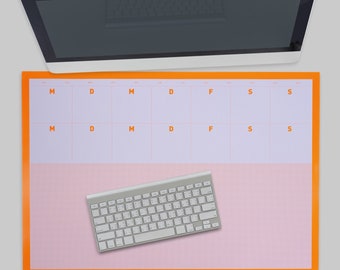 Schreibtischunterlage mit Wochenplaner *Neon-Orange*