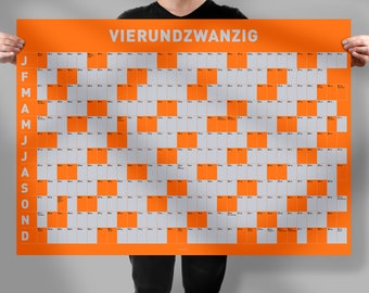 Calendrier mural 2024 grille *NEONORANGE*