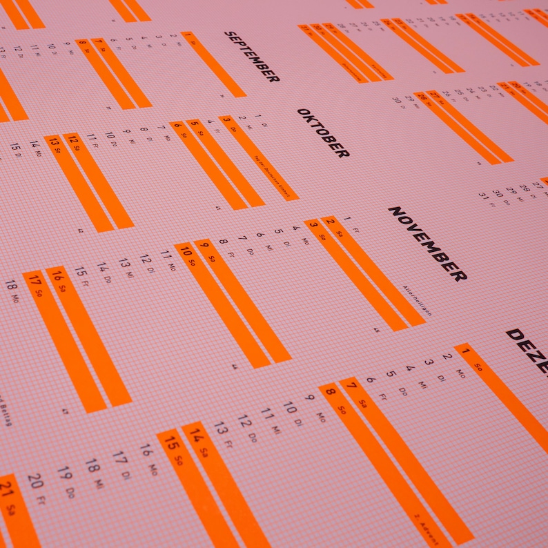 Calendario de pared 2024 NEONORANGE a cuadros imagen 3