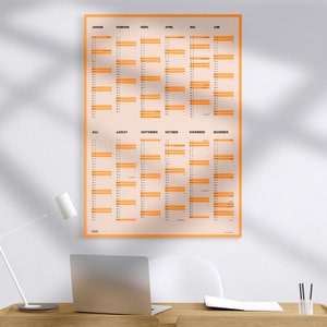 Wall calendar 2024 *NEONORANGE* checkered
