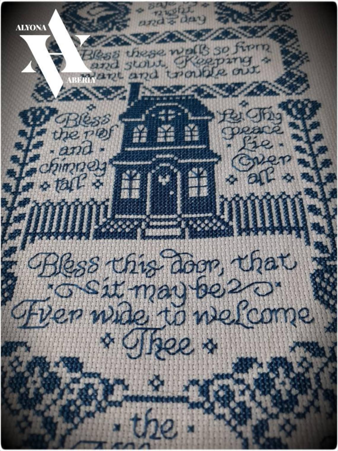 Completed Finished Cross Stitch Bell Pull Sampler Bless This Etsy UK
