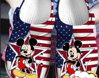 Mickey Mouse Amerika Flagge Flagge Bunt Clogs Schuhe, Klassische Clogs Für Männer Frauen und Kinder, Lustige Clogs Schuhe, Sandale, Geburtstagsgeschenk