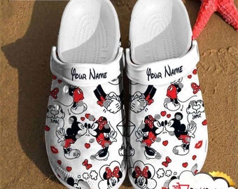 Personalisierte süße Mickey und Minnie Paar Clogs Schuhe, klassische Clogs für Männer Frauen und Kinder, lustige Clogs Schuhe, Sandale, Geburtstagsgeschenk