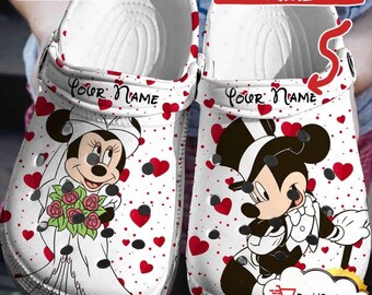 Sabots personnalisés pour couple Mickey et Minnie, sabots classiques pour hommes, femmes et enfants, sabots rigolos, sandales, cadeau d'anniversaire