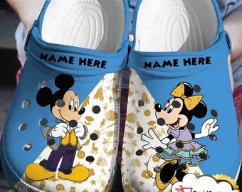 Personalized Cute Mickey And Minnie Couple Clogs Shoes, Classic Clog For Men Women and Kid, Funny Clogs Shoes, Sandal, Birthday Gift