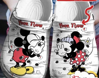 Personalized Cute Mickey And Minnie Couple Clogs Shoes, Classic Clog For Men Women and Kid, Funny Clogs Shoes, Sandal, Birthday Gift