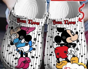 Personalized Cute Mickey And Minnie Couple Clogs Shoes, Classic Clog For Men Women and Kid, Funny Clogs Shoes, Sandal, Birthday Gift