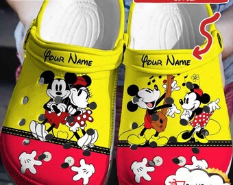 Personalized Cute Mickey And Minnie Couple Clogs Shoes, Classic Clog For Men Women and Kid, Funny Clogs Shoes, Sandal, Birthday Gift