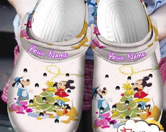 Mickey Mouse Christmas Personalized Name Clogs Shoes, Classic Clog For Men Women and Kid, Funny Clogs Shoes, Sandal, Birthday Gift