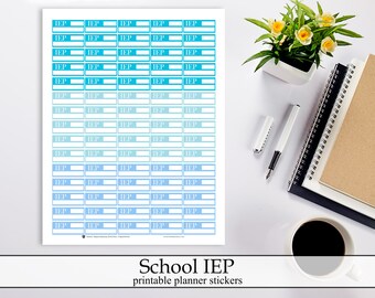 Blaue IEP druckbare Planner Aufkleber, Home School Back to School Planung Digital Sofort Download Homeschool Lehre