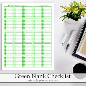 Green Home School Teacher Lesson Checklist Printable Planner Stickers, Blank Boxes Digital Instant Download Homeschool Teaching Subjects