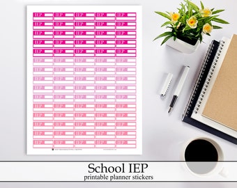 Rosa IEP druckbare Planner Aufkleber, Home School Back to School Planung Digital Sofort Download Homeschool Lehre