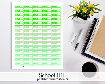 Grüne IEP druckbare Planner Aufkleber, Home School Back to School Planung Digital Sofort Download Homeschool Lehre