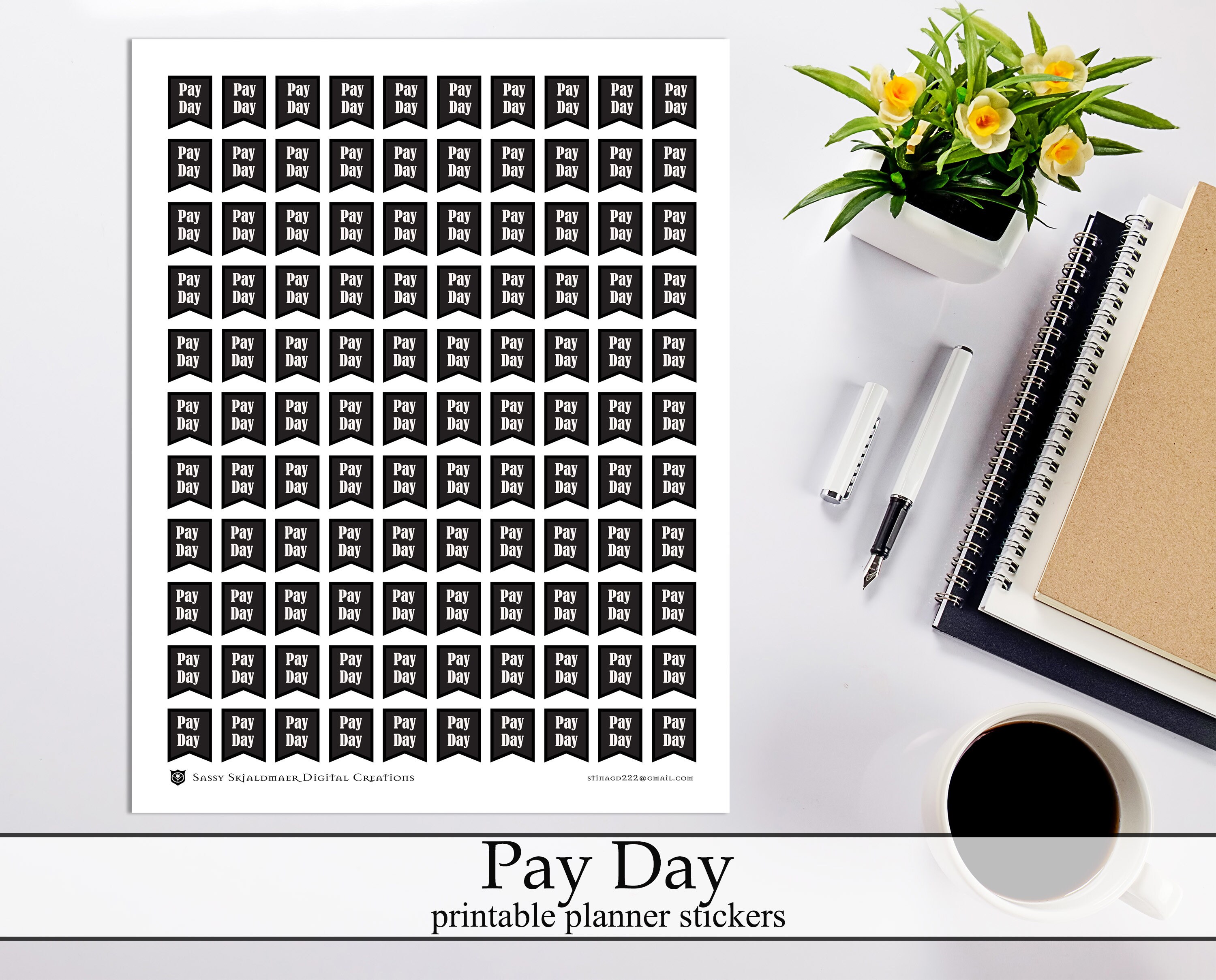 Pay Day Printable Planner Stickers