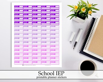 Lila IEP druckbare Planner Aufkleber, Home School Back to School Planung Digital Sofort Download Homeschool Lehre