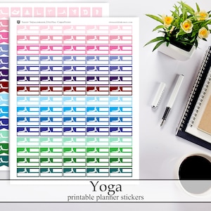 Adesivi pianificabili stampabili per yoga, allenamento fitness, meditazione, tracker per esercizi, download istantaneo digitale, adesivi pianificatori, calendario funzionale