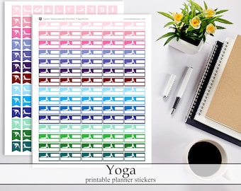 Yoga Printable Planner Stickers, Fitness Workout Meditation Exercise Tracker Digital Instant Download Planner Stickers Functional Calendar