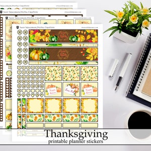 Adesivi pianificabili stampabili per l'autunno e il Ringraziamento, bellissimo kit ECLP per adesivi pianificatori per calendari con download istantaneo digitale per novembre autunno autunno