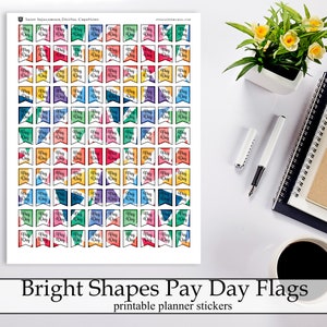Banderas geométricas brillantes del día de pago pegatinas imprimibles del planificador, pegatinas digitales de descarga instantánea pegatinas del planificador pegatinas del día de pago del arco iris