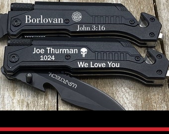 Personalized Firefighter Pocket Knife: EMT, First Responder Gift