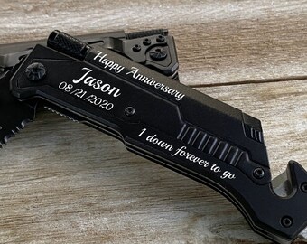 Engraved Anniversary Pocket Knife: Husband Boyfriend Gift