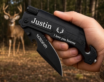 Personalized Engraved Pocket Knife, Spring Assisted Multi-Tool, Gift for Him