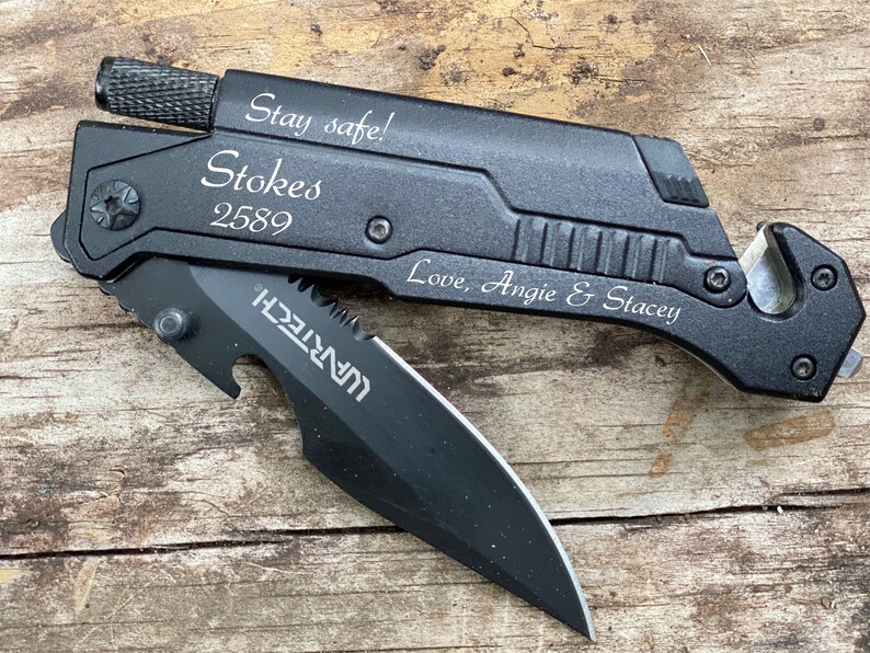 Tactical Knife Gift For Him Personalized Mens Gift Firefighter Etsy