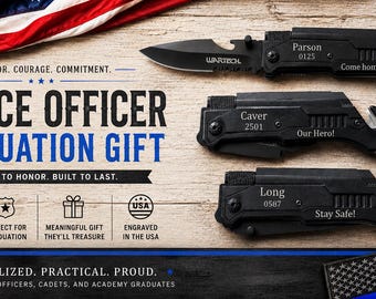 Personalized Police Officer Academy Graduation Gift, Engraved Pocket Knife