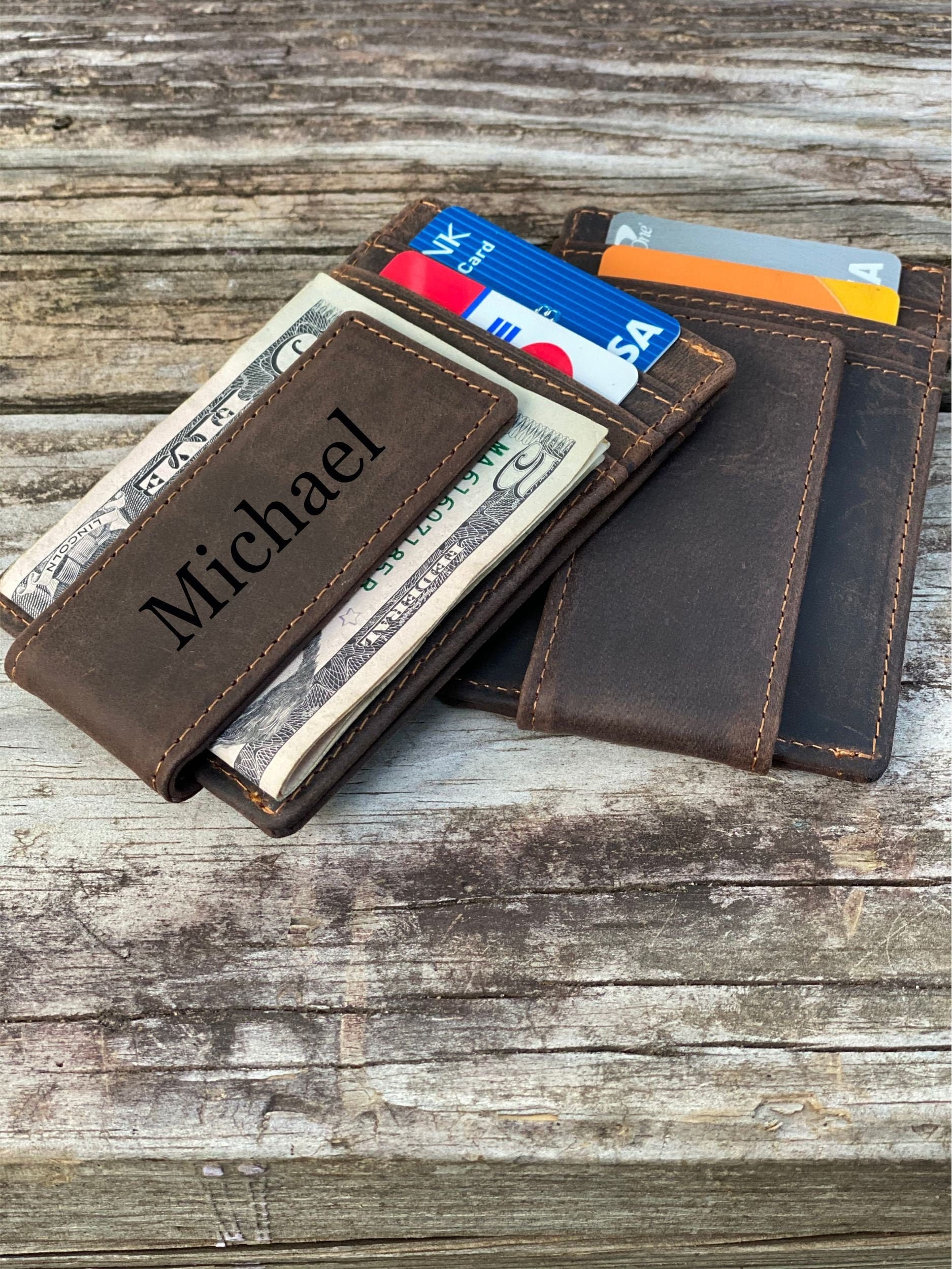 Personalized Mens Leather Money Clip Wallets for Men Etsy