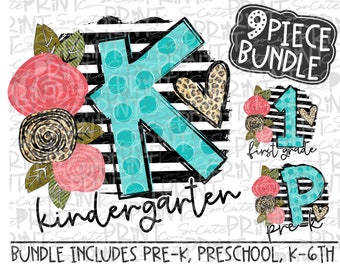 Back to school, School Bundle, Preschool Pre-k to 6th grade included, PNG file for sublimation, first day of school, Kindergarten